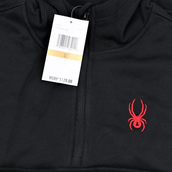 New SPYDER Ray Half Zip Waffle Knit Pullover Hoodie Men's Size Small Black Color - Picture 6 of 9